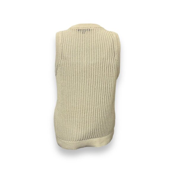 Rachel Roy Womens Large Sleeveless Loose Knit Sweater Beige Cotton & Polyester - Picture 3 of 9